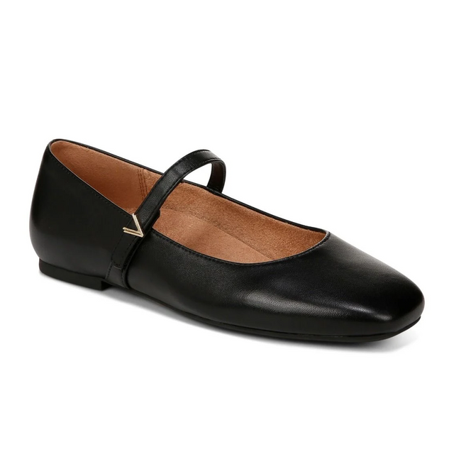 Vionic Alameda Mary Jane Flat (Women) - Black Leather Dress-Casual - Flat - The Heel Shoe Fitters