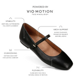 Vionic Alameda Mary Jane Flat (Women) - Black Leather Dress-Casual - Flat - The Heel Shoe Fitters