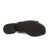 Vionic Valencia (Women) - Black Leather Sandals - Heel/Wedge - The Heel Shoe Fitters