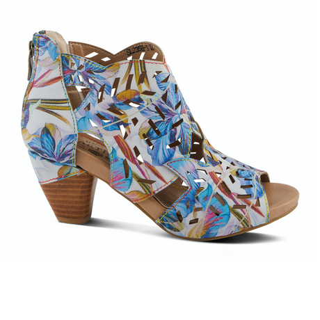 L'Artiste Icon Fleur Heeled Sandal (Women) - Blue Multi Sandals - Heel/Wedge - The Heel Shoe Fitters