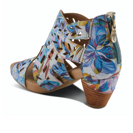 L'Artiste Icon Fleur Heeled Sandal (Women) - Blue Multi Sandals - Heel/Wedge - The Heel Shoe Fitters