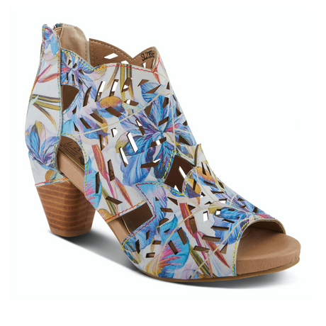 L'Artiste Icon Fleur Heeled Sandal (Women) - Blue Multi Sandals - Heel/Wedge - The Heel Shoe Fitters