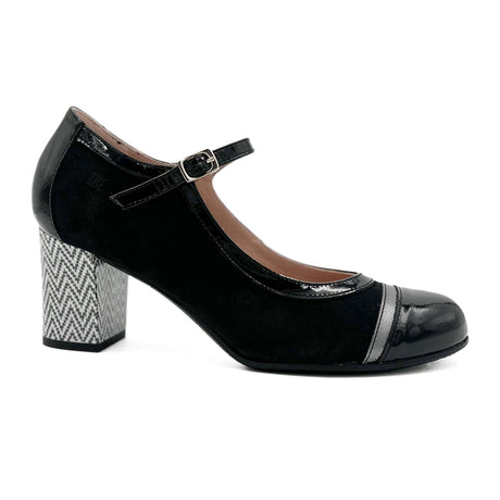 Dorking Rodin D9092 Heeled Mary Jane (Women)- Black Anthracite Dress-Casual - Heels - The Heel Shoe Fitters