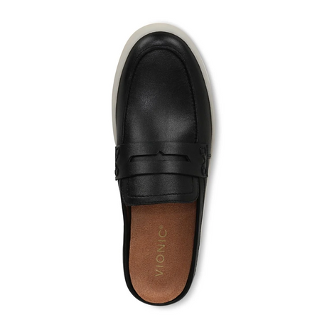 Vionic Uptown 2 Mule (Women) - Black Leather Dress-Casual - Clogs & Mules - The Heel Shoe Fitters