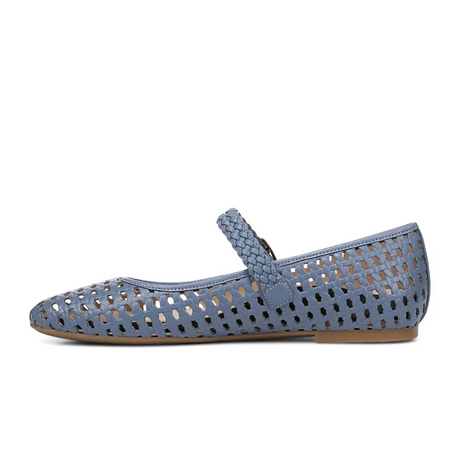 Vionic Alameda Woven Mary Jane Flat (Women) - Pacific Blue Leather Dress-Casual - Flat - The Heel Shoe Fitters