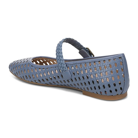 Vionic Alameda Woven Mary Jane Flat (Women) - Pacific Blue Leather Dress-Casual - Flat - The Heel Shoe Fitters