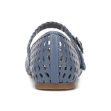 Vionic Alameda Woven Mary Jane Flat (Women) - Pacific Blue Leather Dress-Casual - Flat - The Heel Shoe Fitters