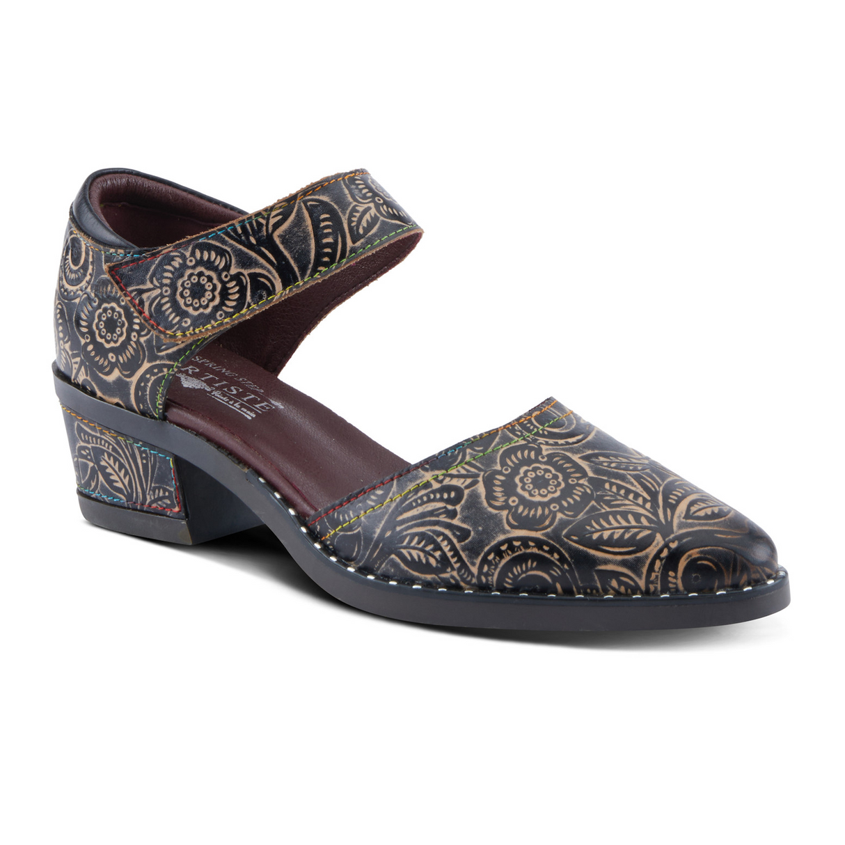 L'Artiste Jazzberry Heeled Mary Jane (Women) - Black Multi Dress-Casual - Heels - The Heel Shoe Fitters