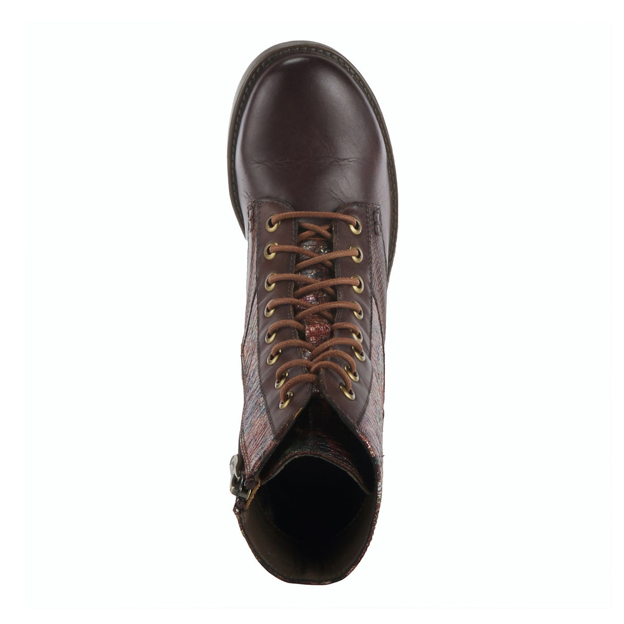 L'Artiste Marty-Met Combat Boot (Women) - Brown Multi Boots - Casual - Mid - The Heel Shoe Fitters