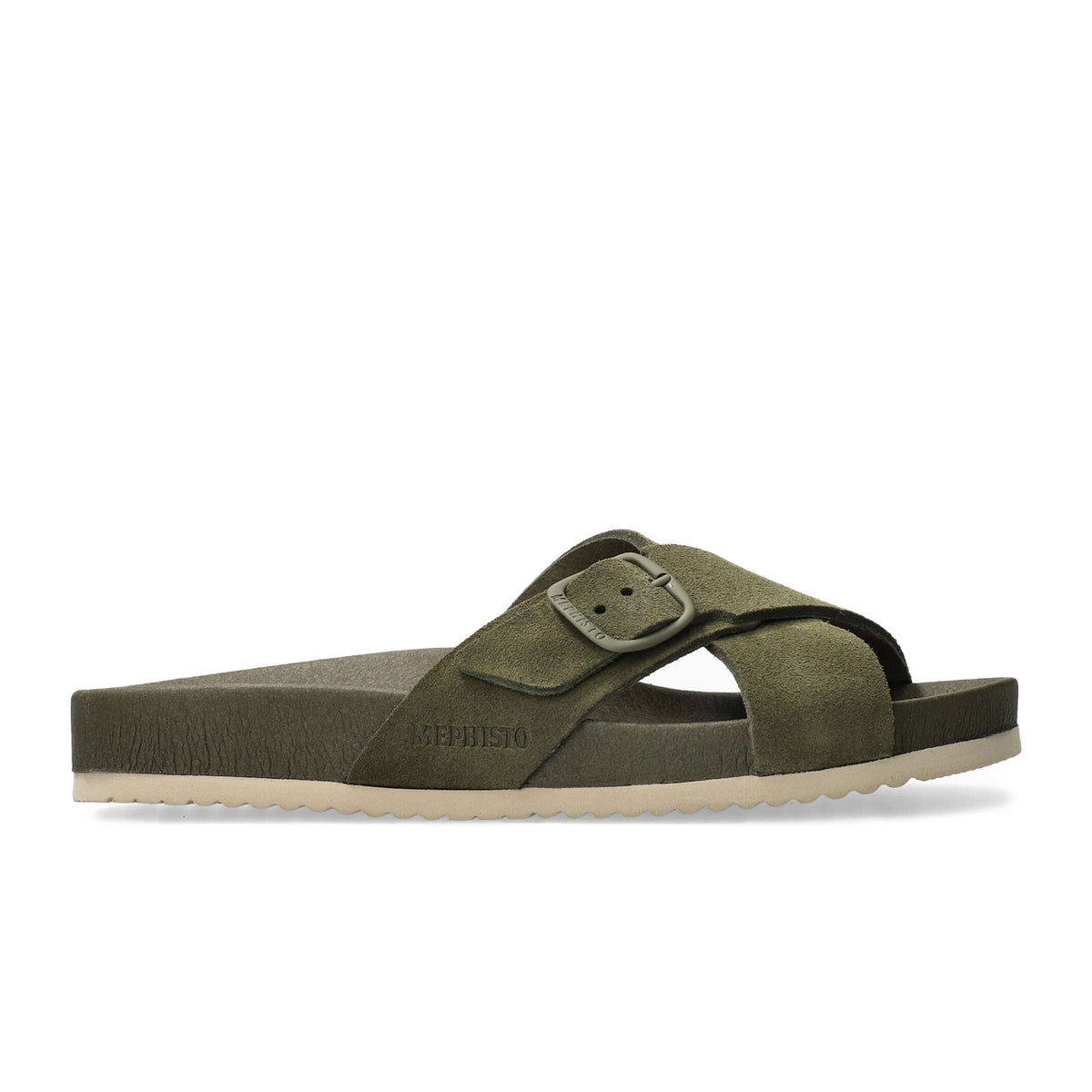 Mephisto Brown Leather Slide Sandals with Green Footbed Mephisto Hester Slide Sandal (Women) - Platinum Perla – The  main image 2