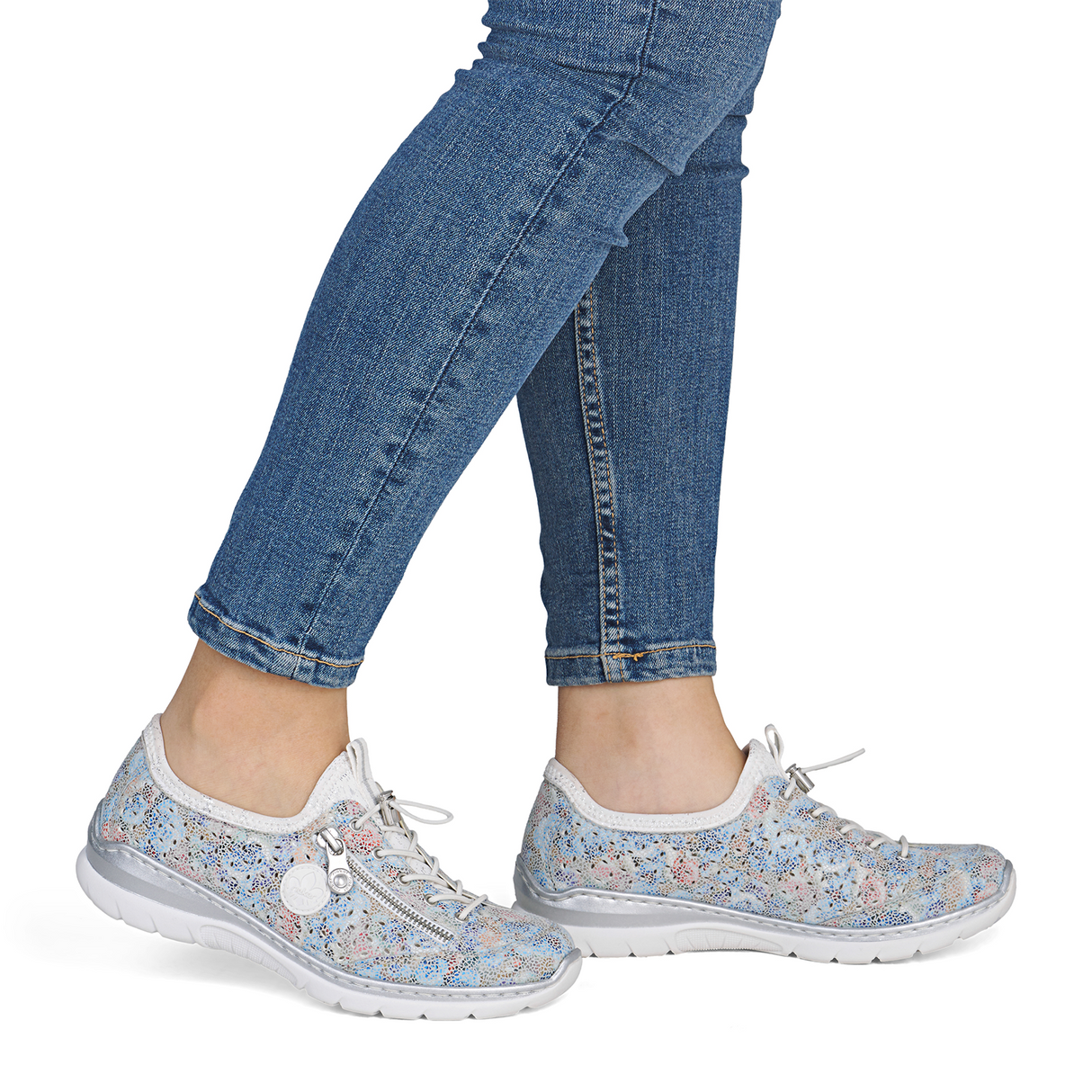Rieker Nikita 52 Sneaker (Women) - Ice-Multi/Weiss-Silber Athletic - Casual - Lace Up - The Heel Shoe Fitters