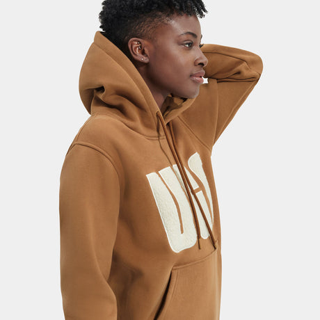 UGG® Rey UGGfluff Logo Hoodie (Women) - Chestnut/Plaster Apparel - Top - Sweatshirt - The Heel Shoe Fitters