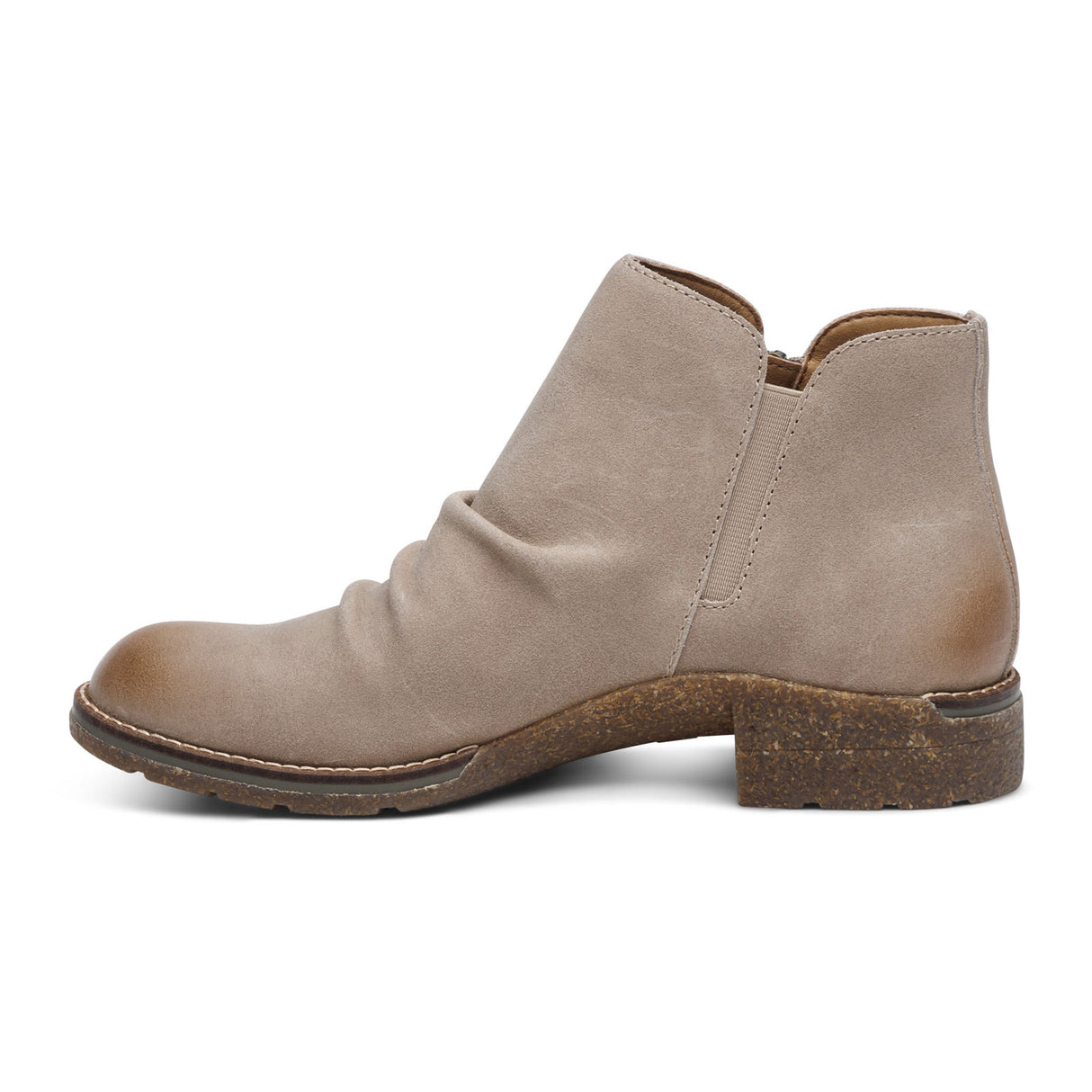 Aetrex Mila Ankle Boot (Women) - Taupe Boots - Casual - Low - The Heel Shoe Fitters