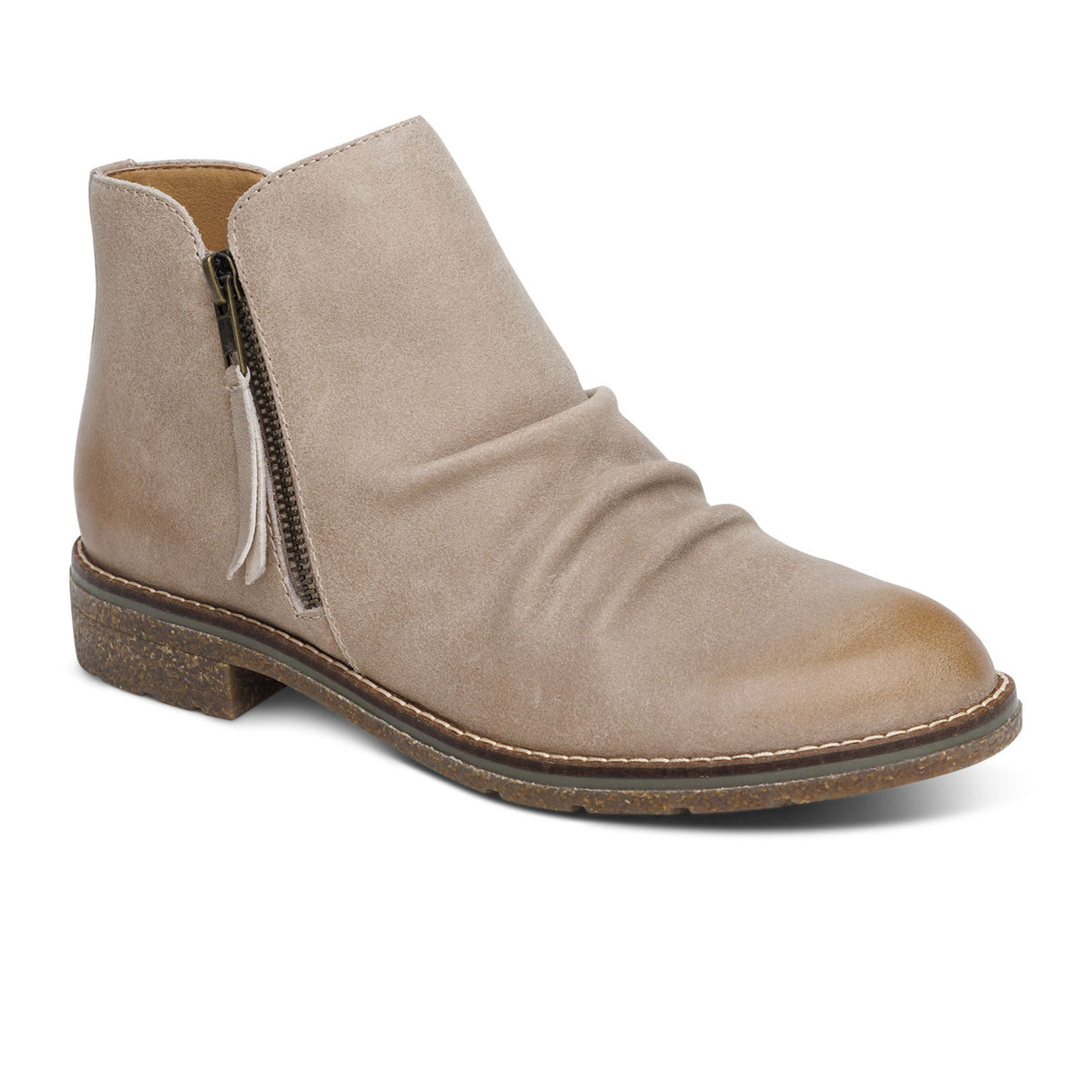 Aetrex Mila Ankle Boot (Women) - Taupe Boots - Casual - Low - The Heel Shoe Fitters