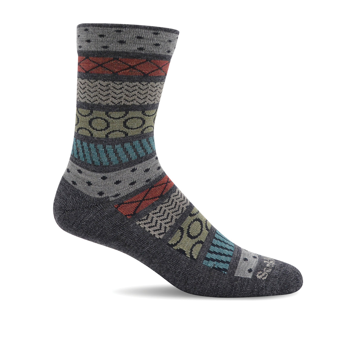 Sockwell Fairisle Pop Crew Sock (Women) - Charcoal  - The Heel Shoe Fitters