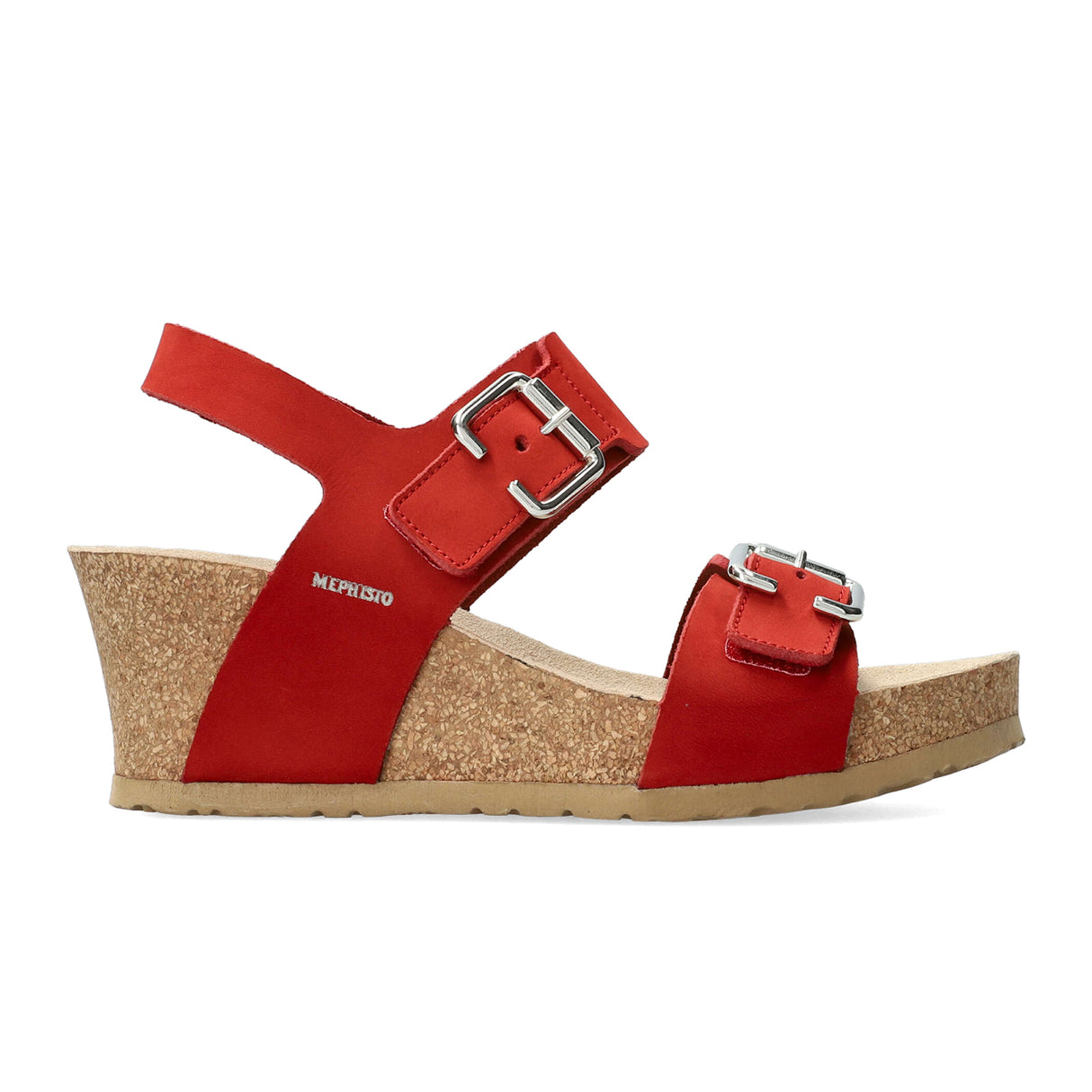 Mephisto Lissandra (Women) - Scarlet Sandalbuck Sandals - Heel/Wedge - The Heel Shoe Fitters