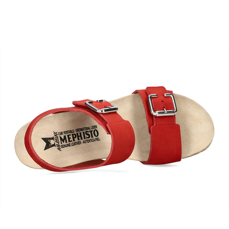 Mephisto Lissandra Wedge Sandal (Women) - Scarlet Sandalbuck Sandals - Heel/Wedge - The Heel Shoe Fitters