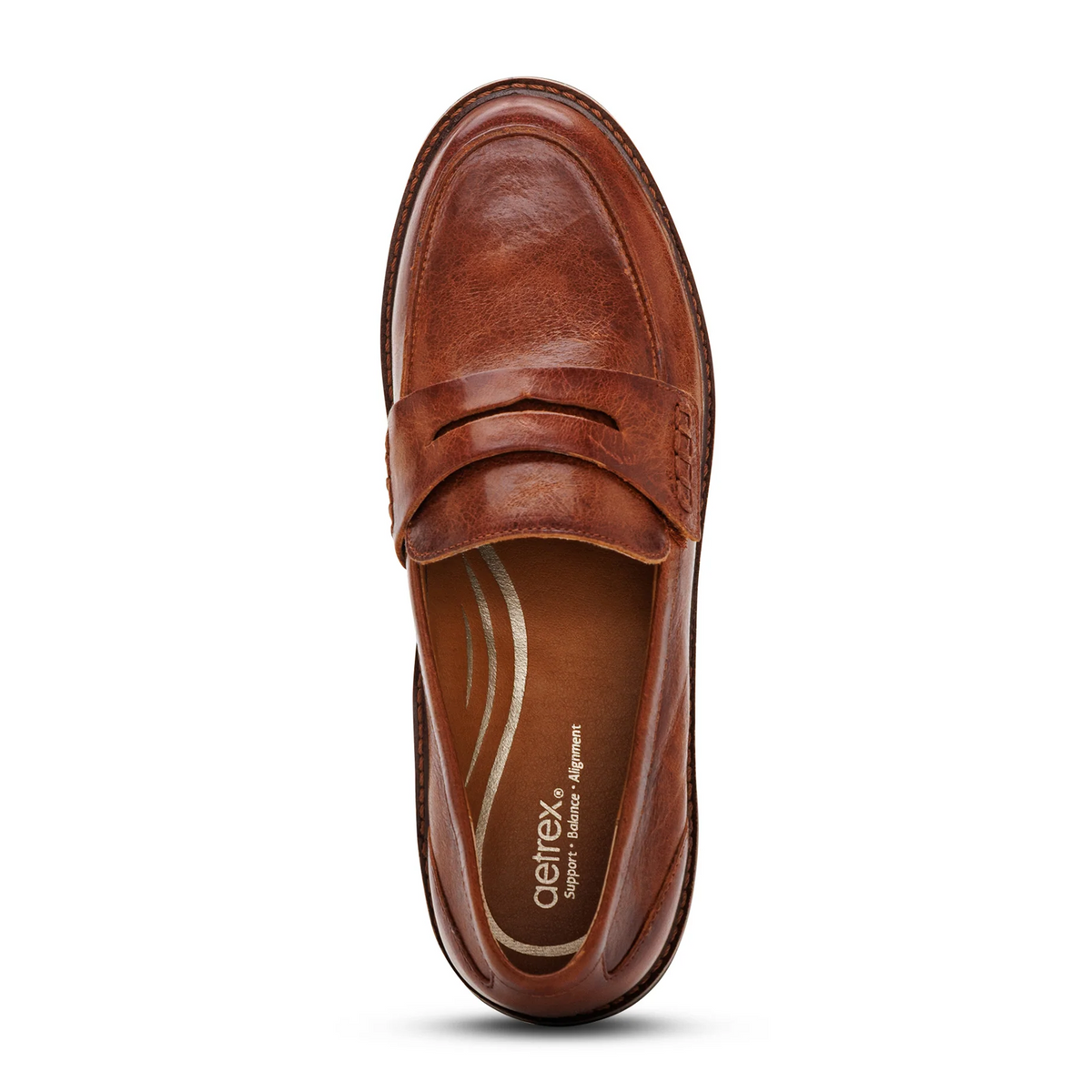 Aetrex Colette Loafer (Women) - Cognac/Black Sole Dress-Casual - Loafer - The Heel Shoe Fitters