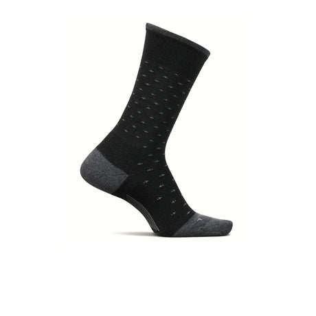Feetures Max Cushion Classic Rib Crew Sock (Men) - Buttoned Up Charcoal Accessories - Socks - Performance - The Heel Shoe Fitters
