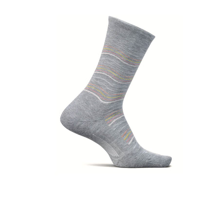 Feetures Max Cushion Classic Rib Crew Sock (Women) - Gray Waves Accessories - Socks - Performance - The Heel Shoe Fitters