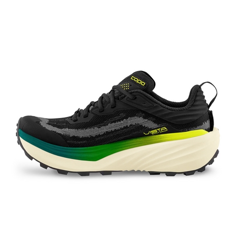 Topo Vista Running Shoe (Men) - Black/Lime Athletic - Running - Trail - The Heel Shoe Fitters