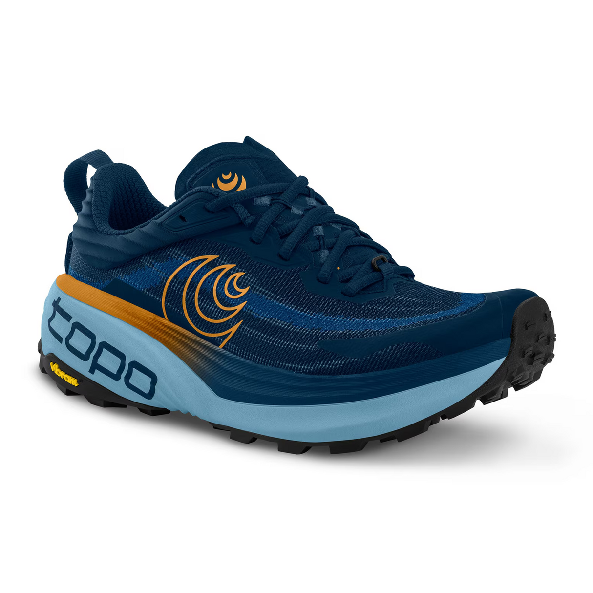 Topo Vista Running Shoe (Men) - Navy/Orange Athletic - Running - Trail - The Heel Shoe Fitters