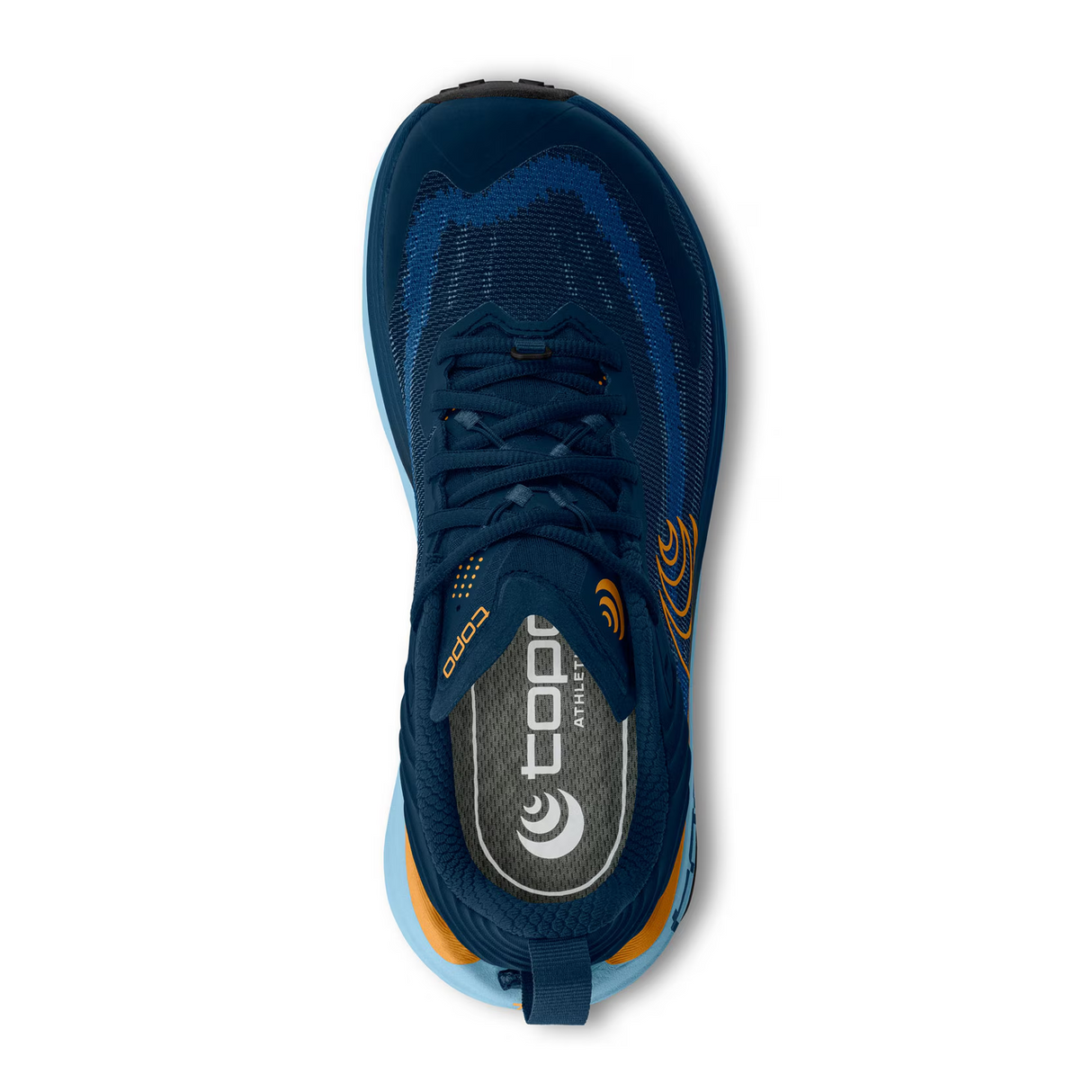 Topo Vista Running Shoe (Men) - Navy/Orange Athletic - Running - Trail - The Heel Shoe Fitters