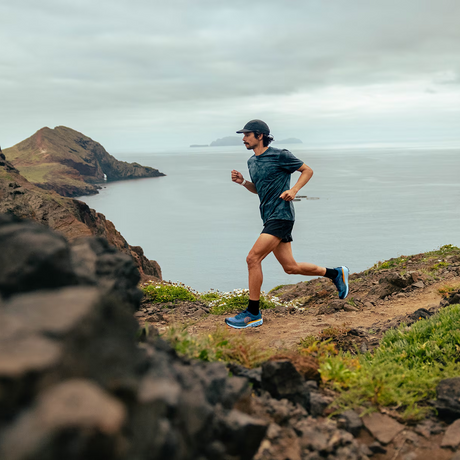 Topo Vista Running Shoe (Men) - Navy/Orange Athletic - Running - Trail - The Heel Shoe Fitters