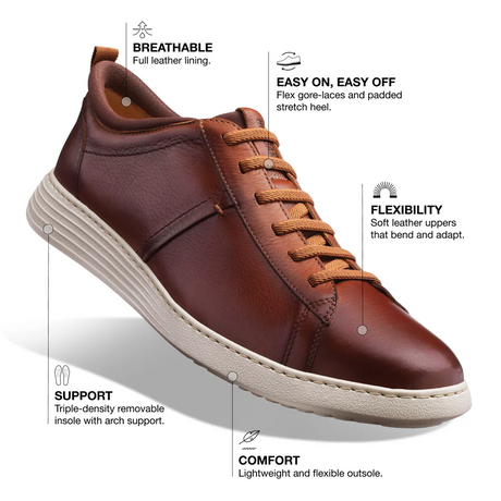 Samuel Hubbard Featherlight Flight Slip On Sneaker (Men) - Cognac Leather Athletic - Casual - Lace Up - The Heel Shoe Fitters