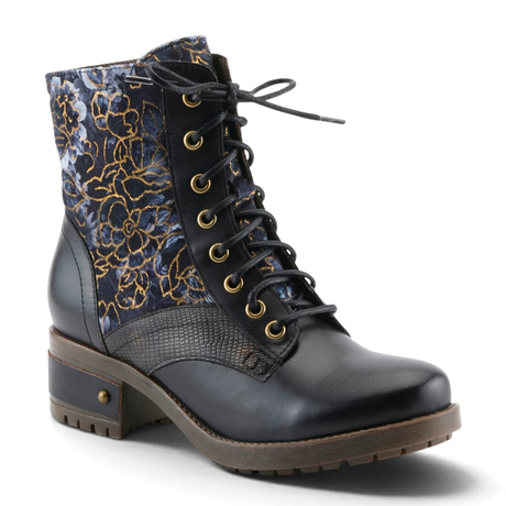 L'Artiste Marty-Flow Lace Up Boot (Women) - Black Multi Boots - Casual - Low - The Heel Shoe Fitters