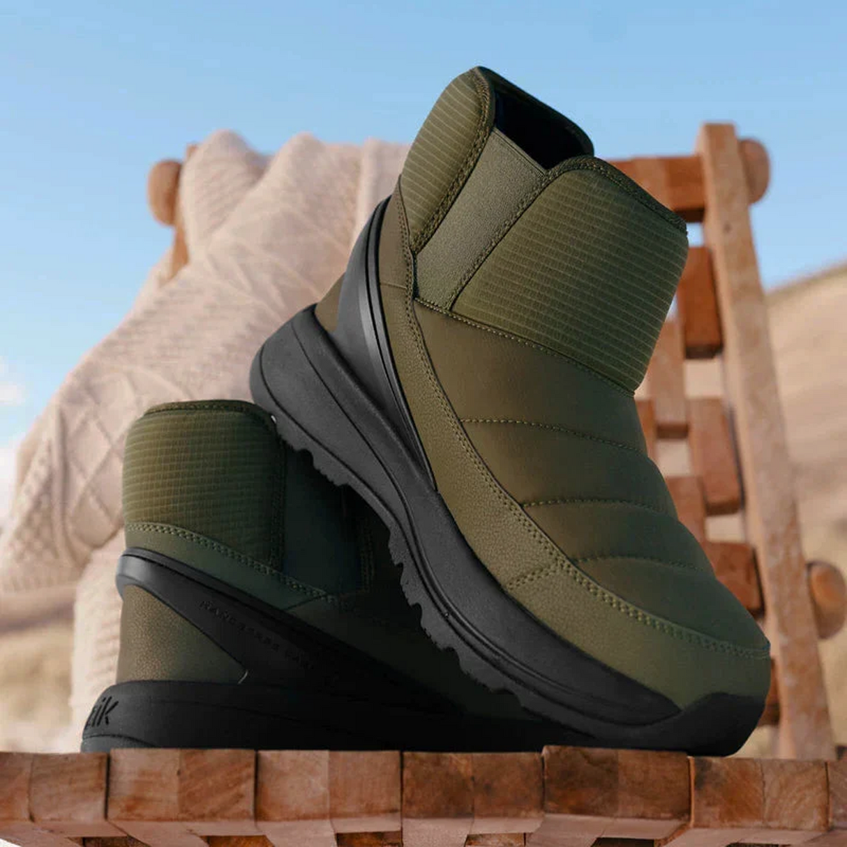 Kizik Juno 2 Low Insulated Boot (Men) - Dark Olive/Black Athletic - Casual - Lace Up - The Heel Shoe Fitters