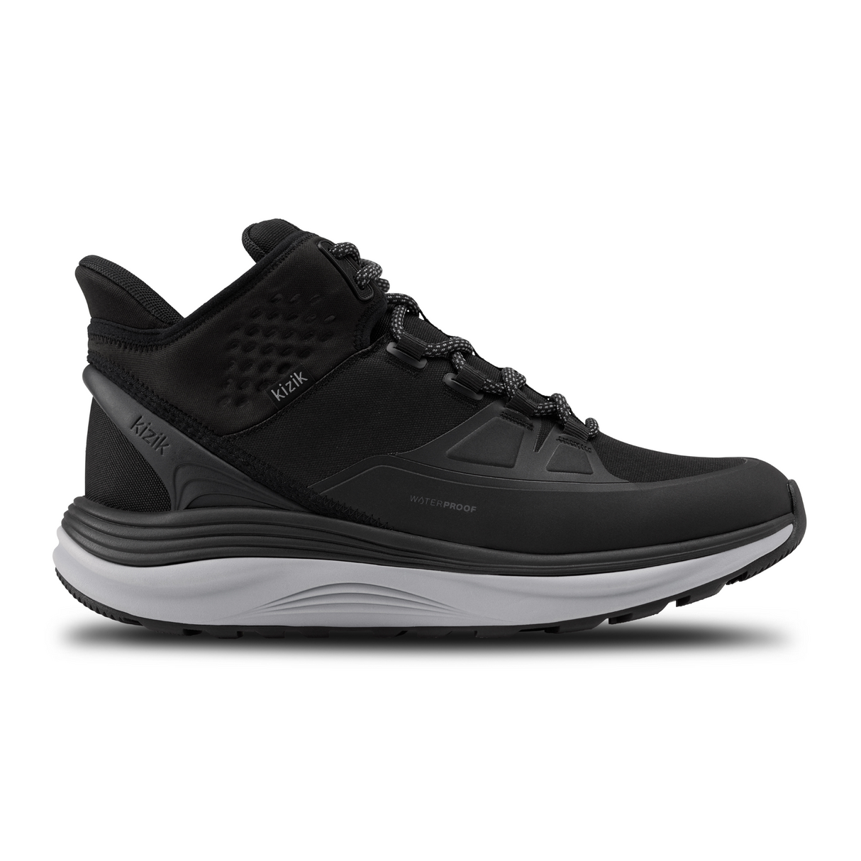Kizik London All-Terrain Mid Waterproof Sneaker (Men) - Black/Alloy Athletic - Casual - Lace Up - The Heel Shoe Fitters