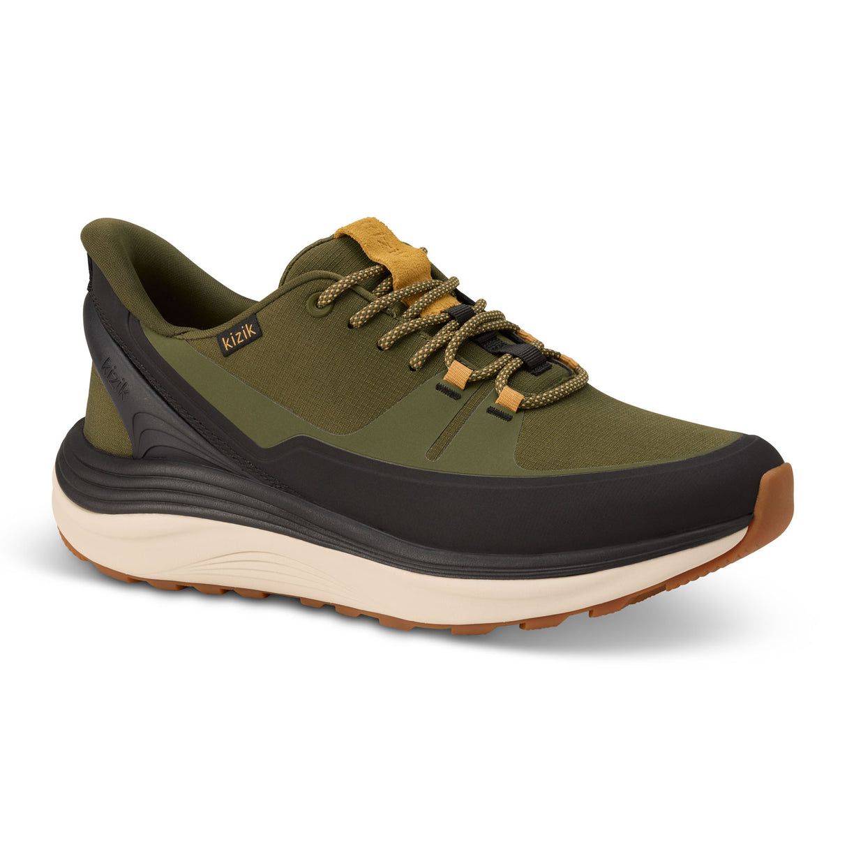 Kizik London All-Terrain Sneaker (Men) - Dark Olive/Whitecap Gray Athletic - Casual - Lace Up - The Heel Shoe Fitters