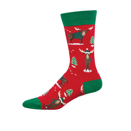 SockSmith Christmoose Crew Sock (Men) - Red Accessories - Socks - Lifestyle - The Heel Shoe Fitters