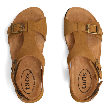 Taos MVP Backstrap Sandal (Women) - Camel Suede Sandal - Backstrap - The Heel Shoe Fitters