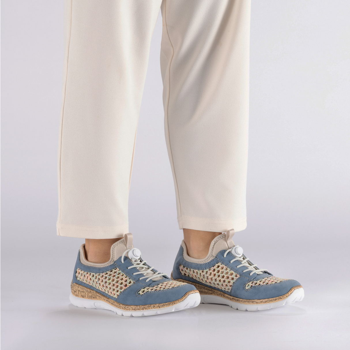 Rieker Nikita G6 Sneaker (Women) - Bleu/Pastell/Perlcreme Athletic - Casual - Lace Up - The Heel Shoe Fitters