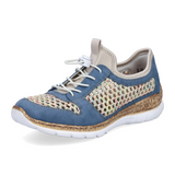 Rieker Nikita G6 Sneaker (Women) - Bleu/Pastell/Perlcreme Athletic - Casual - Lace Up - The Heel Shoe Fitters