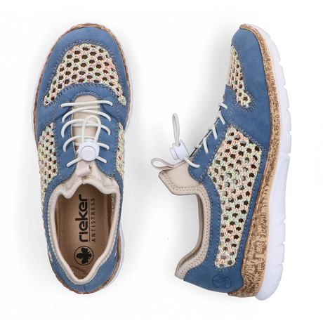 Rieker Nikita G6 Sneaker (Women) - Bleu/Pastell/Perlcreme Athletic - Casual - Lace Up - The Heel Shoe Fitters