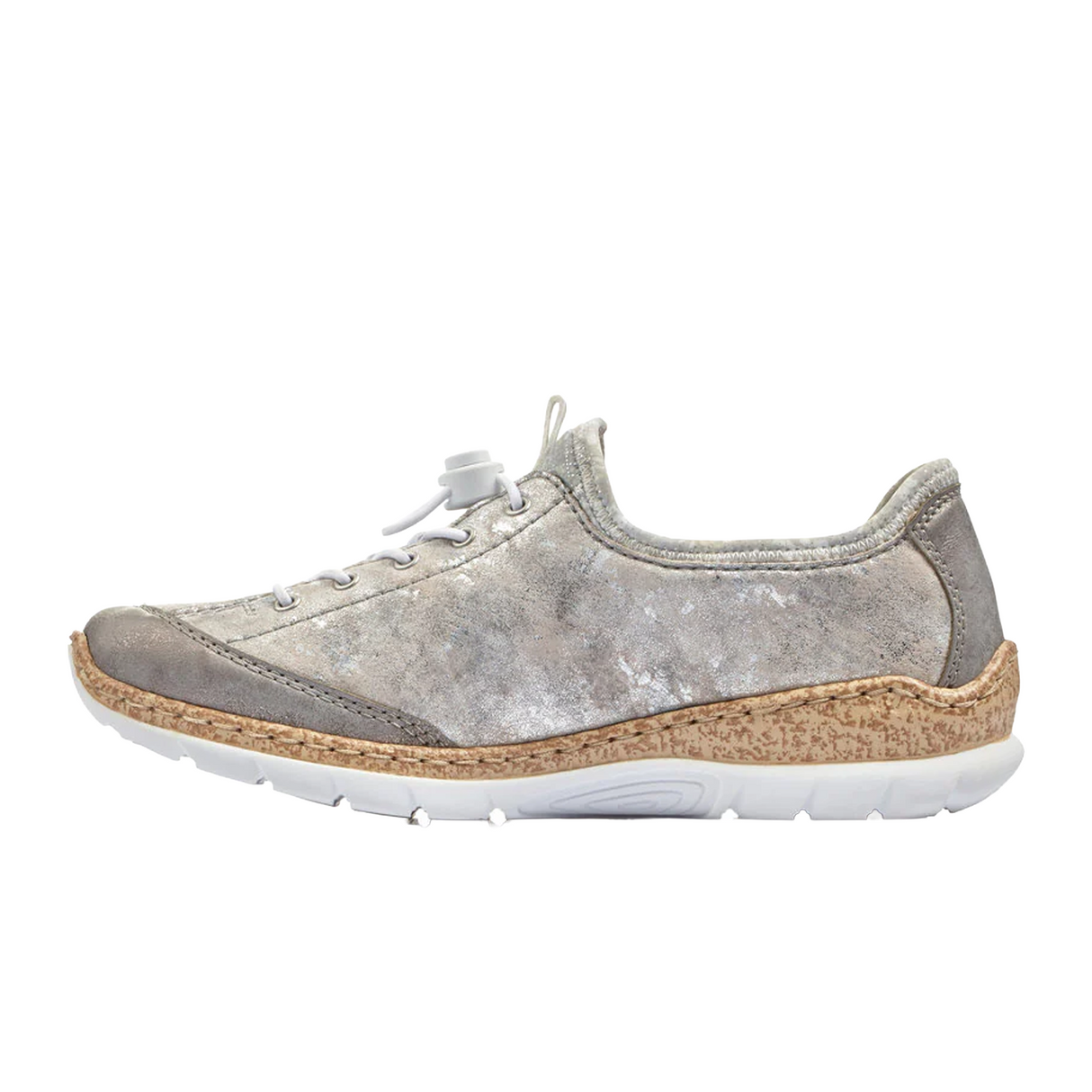 Rieker Nikita K6 Sneaker (Women) - Grey/Rose Metallic Athletic - Casual - Lace Up - The Heel Shoe Fitters