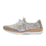 Rieker Nikita K6 Sneaker (Women) - Grey/Rose Metallic Athletic - Casual - Lace Up - The Heel Shoe Fitters