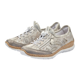 Rieker Nikita K6 Sneaker (Women) - Grey/Rose Metallic Athletic - Casual - Lace Up - The Heel Shoe Fitters