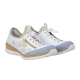 Rieker Nikita K6 Sneaker (Women) - Aqua/Weiss/Sun/Tan Athletic - Casual - Lace Up - The Heel Shoe Fitters