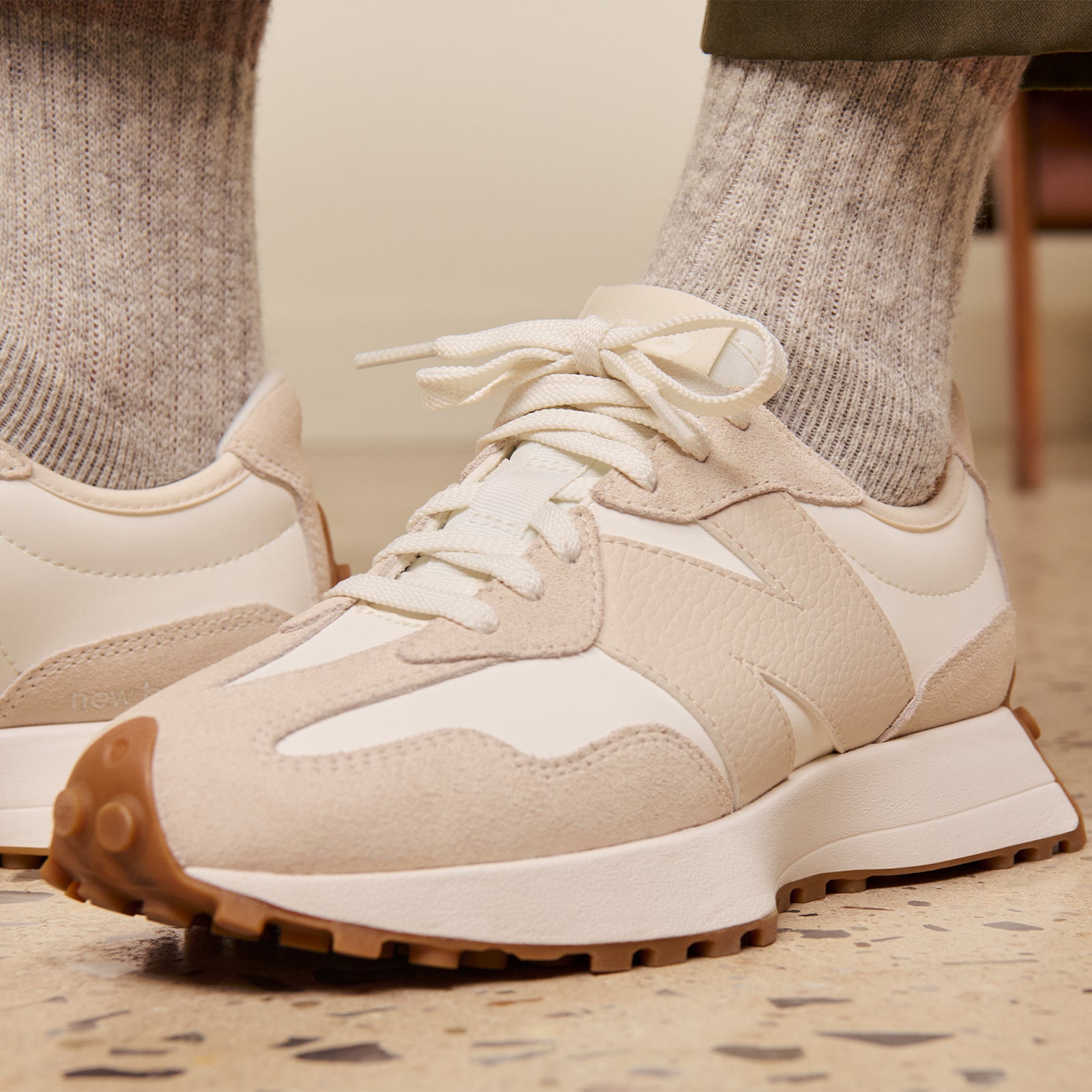 New Balance 327 Running Shoe (Women) - Linen/Sea Salt Athletic - Running - Stability - The Heel Shoe Fitters