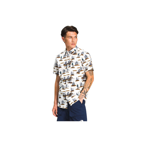 The North Face Baytrail Pattern Short Sleeve Shirt (Men) - Gardenia White Camping Scenic Print Apparel - Top - Short Sleeve - The Heel Shoe Fitters