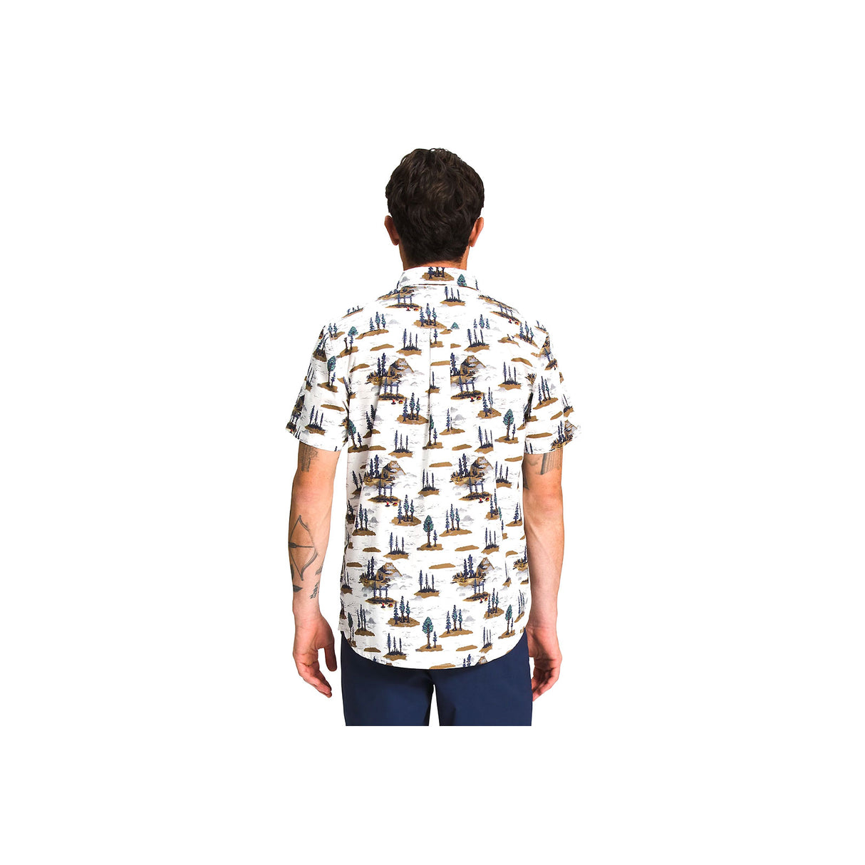 The North Face Baytrail Pattern Short Sleeve Shirt (Men) - Gardenia White Camping Scenic Print Apparel - Top - Short Sleeve - The Heel Shoe Fitters