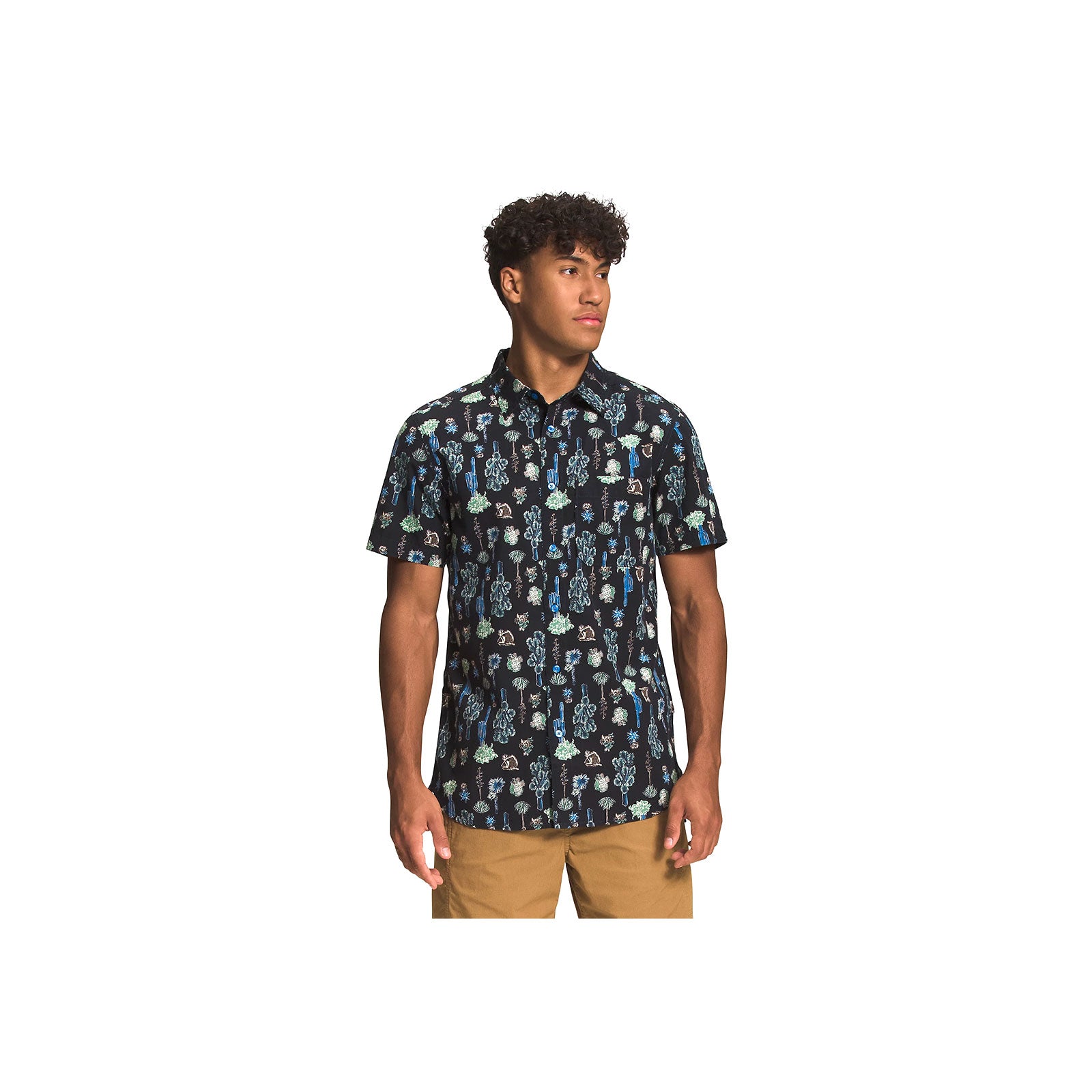 The North Face Baytrail Pattern Short Sleeve Shirt (Men) - Super Sonic Blue  Cactus Study Print