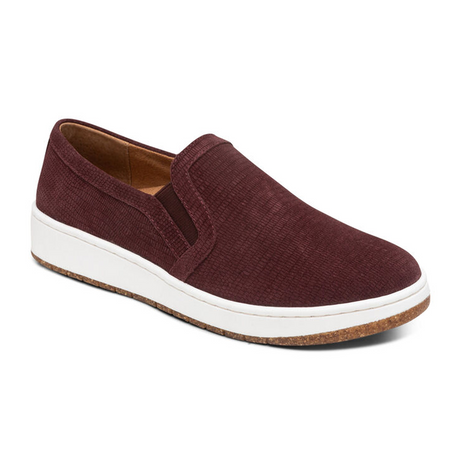 Aetrex Kenzie Slip On (Women) - Burgundy Croc Dress-Casual - Slip Ons - The Heel Shoe Fitters