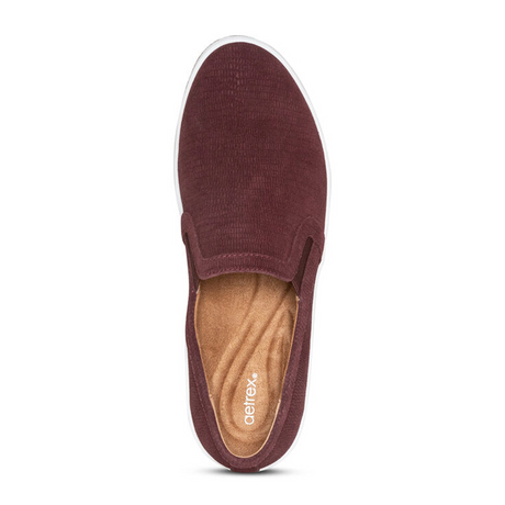 Aetrex Kenzie Slip On (Women) - Burgundy Croc Dress-Casual - Slip Ons - The Heel Shoe Fitters