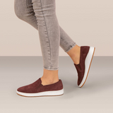 Aetrex Kenzie Slip On (Women) - Burgundy Croc Dress-Casual - Slip Ons - The Heel Shoe Fitters