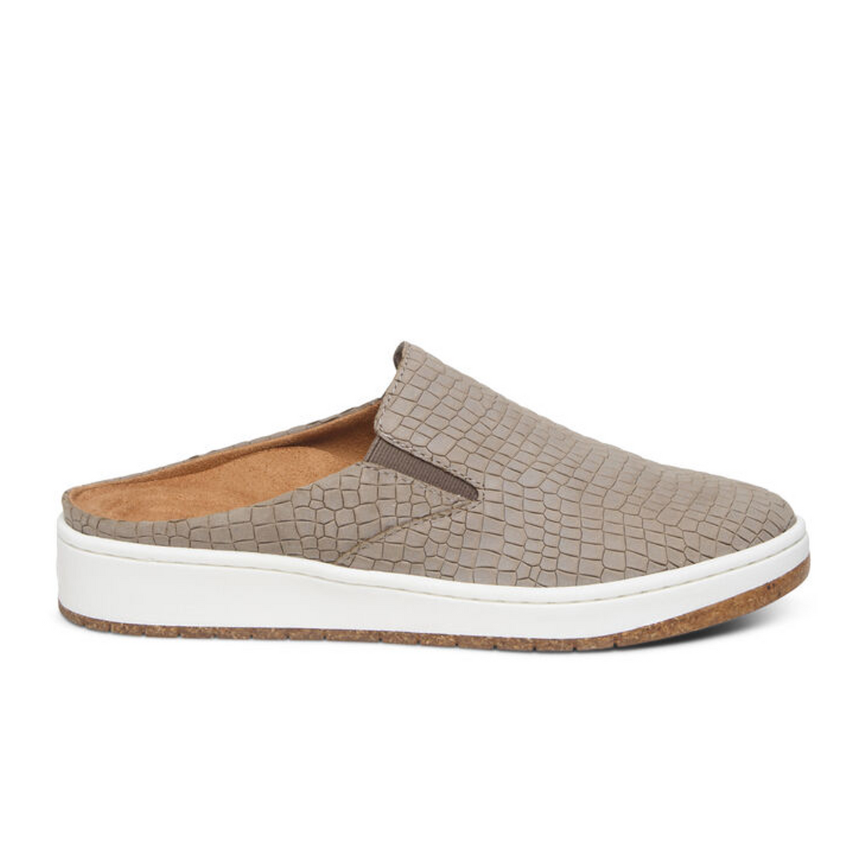 Aetrex Sasha Slip On (Women) - Taupe Croc Dress-Casual - Slip Ons - The Heel Shoe Fitters